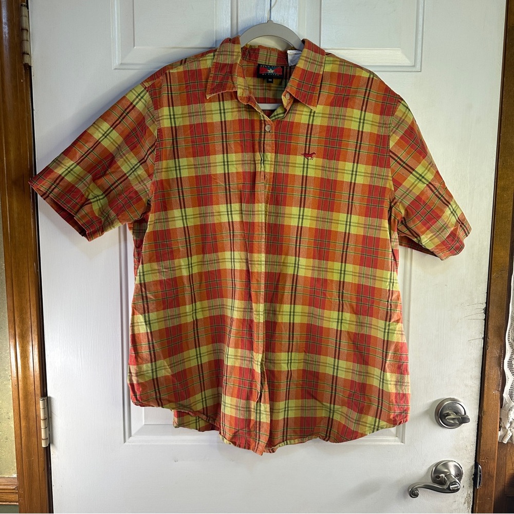 Five Star Western Shirt 3X Pink Plaid‎ Cowboy Button Up Short Sleeve Ranch Rodeo